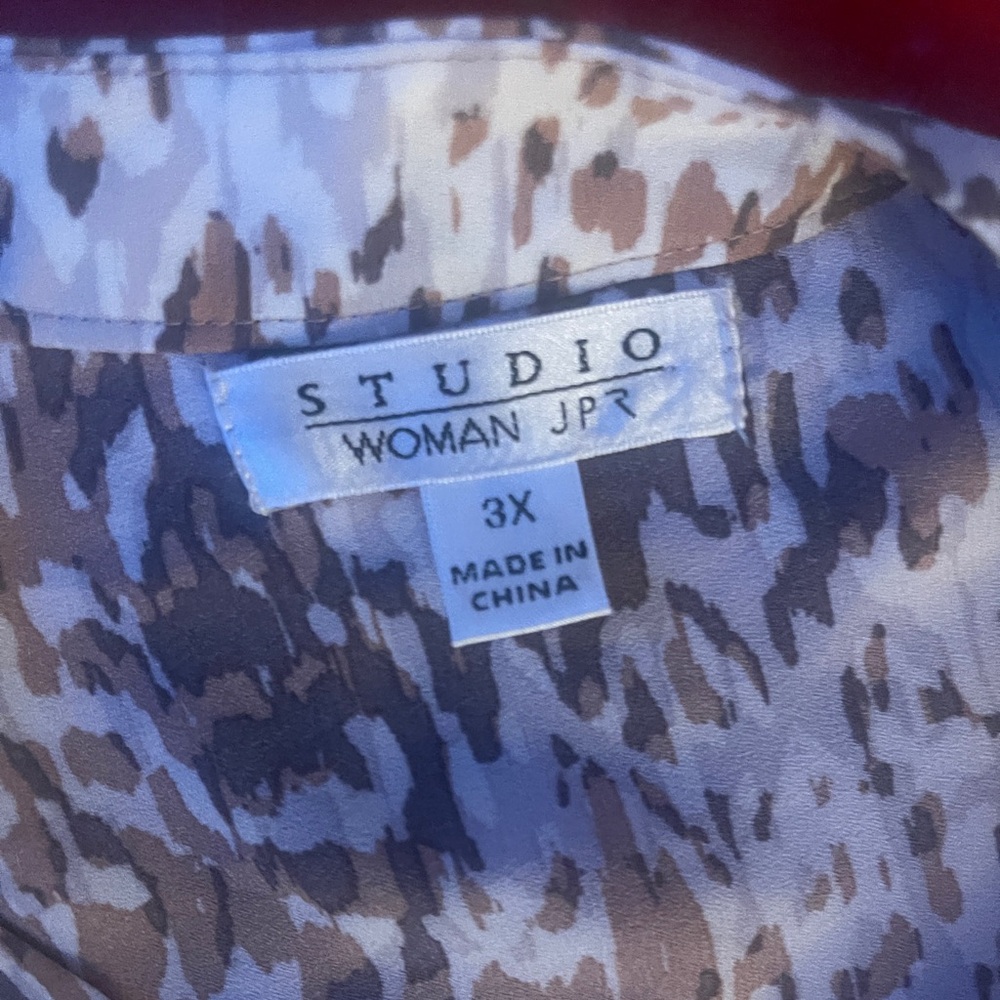 🚨NWOT Studio Woman JPR Tunic Blouse  Women 3X Animal Print 3/4 Sleeve - Picture 2 of 7